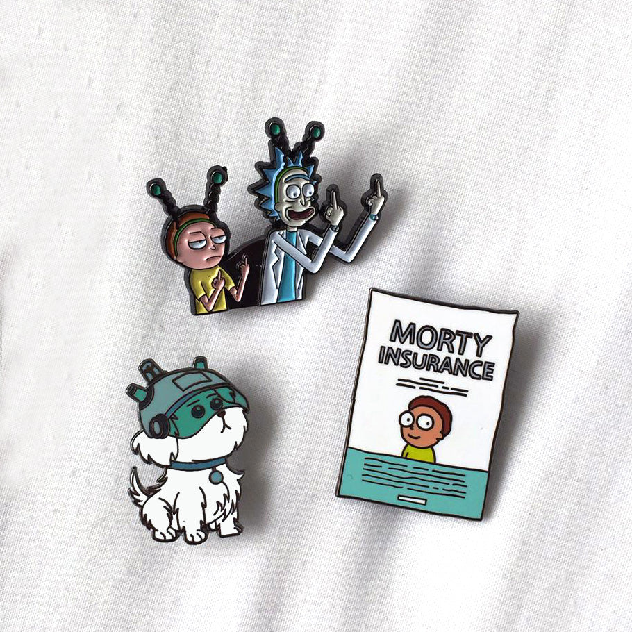 Set of 3 Rick and Morty Enamel Pins